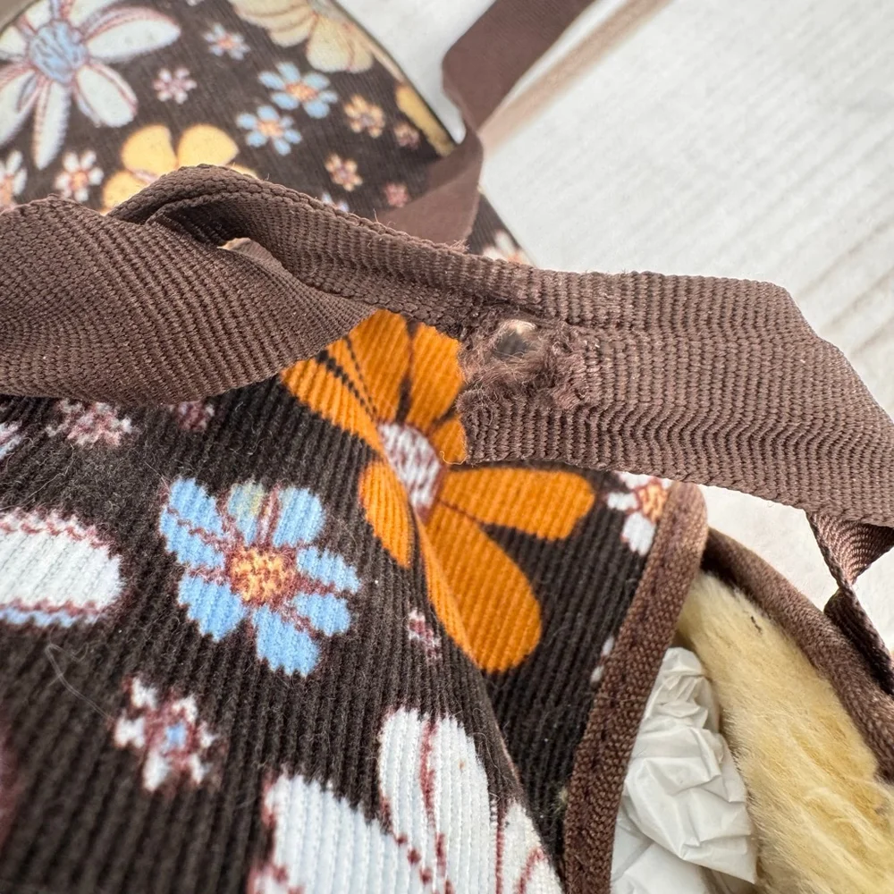 No Boundaries Lexie Boots Brown Corduroy Retro Floral Flower Power Boho Hippie 8